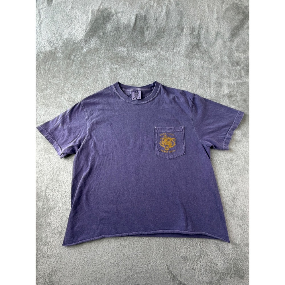 Comfort Colors Pocket T-Shirt Women Medium Purple Urban South Brewery Tiger Tee